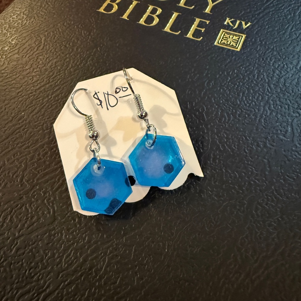 Vibrant Blue Hexagon Earrings